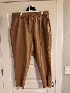 Cato Faux Leather Capris - Camel Brown